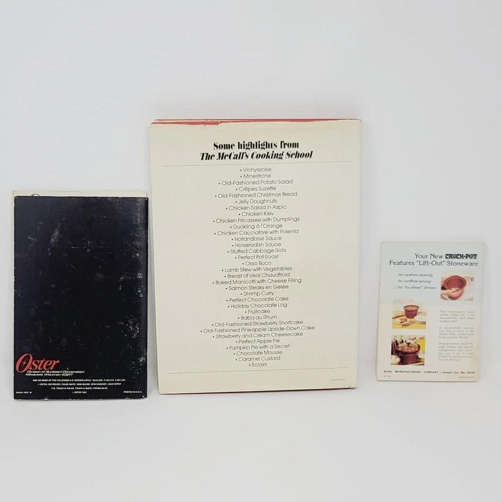 VALUE BUNDLE: Lot of 3 Vintage Cookbooks McCall's Osterizer Crock-Pot 70s 80s